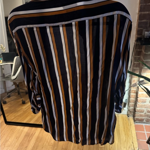 Zara Men's Striped Casual Button Down Shirt - Black, White, Brown - Picture 2 of 2